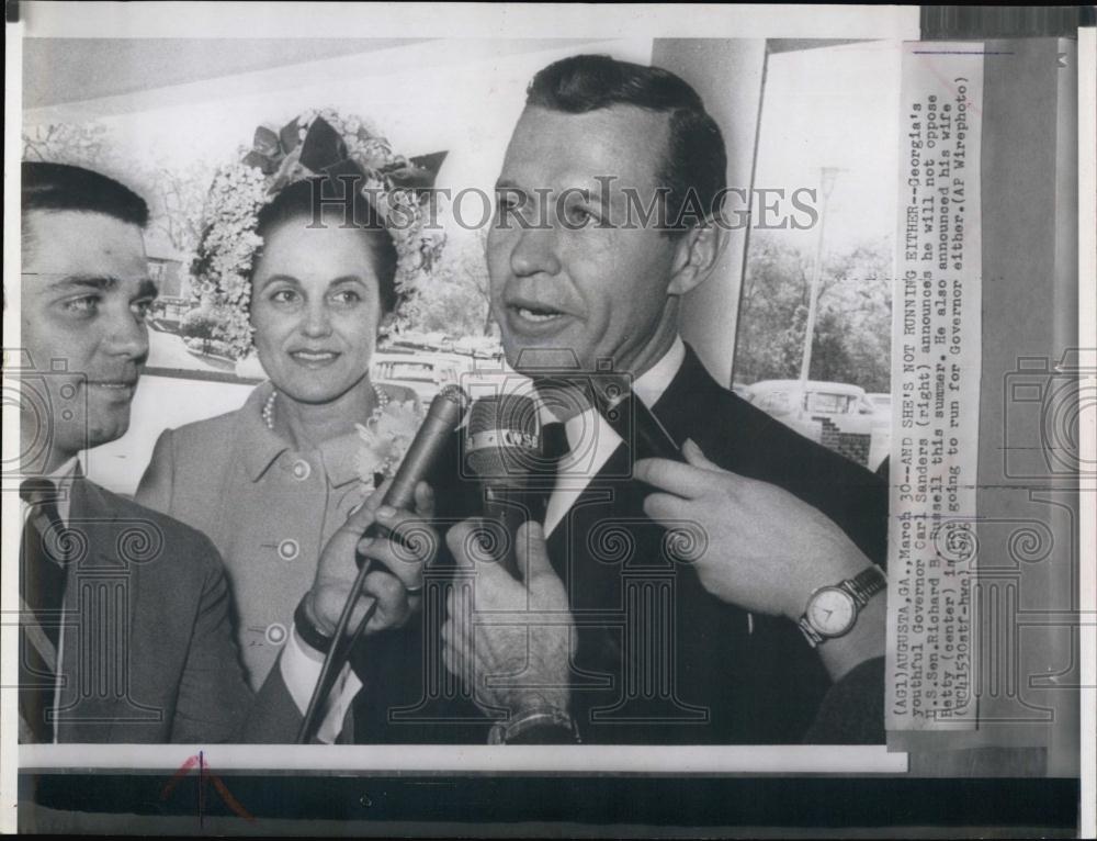 1966 Press Photo Gov Carl Sanders, US Sen Richard Russell, Gov G Wallace - Historic Images