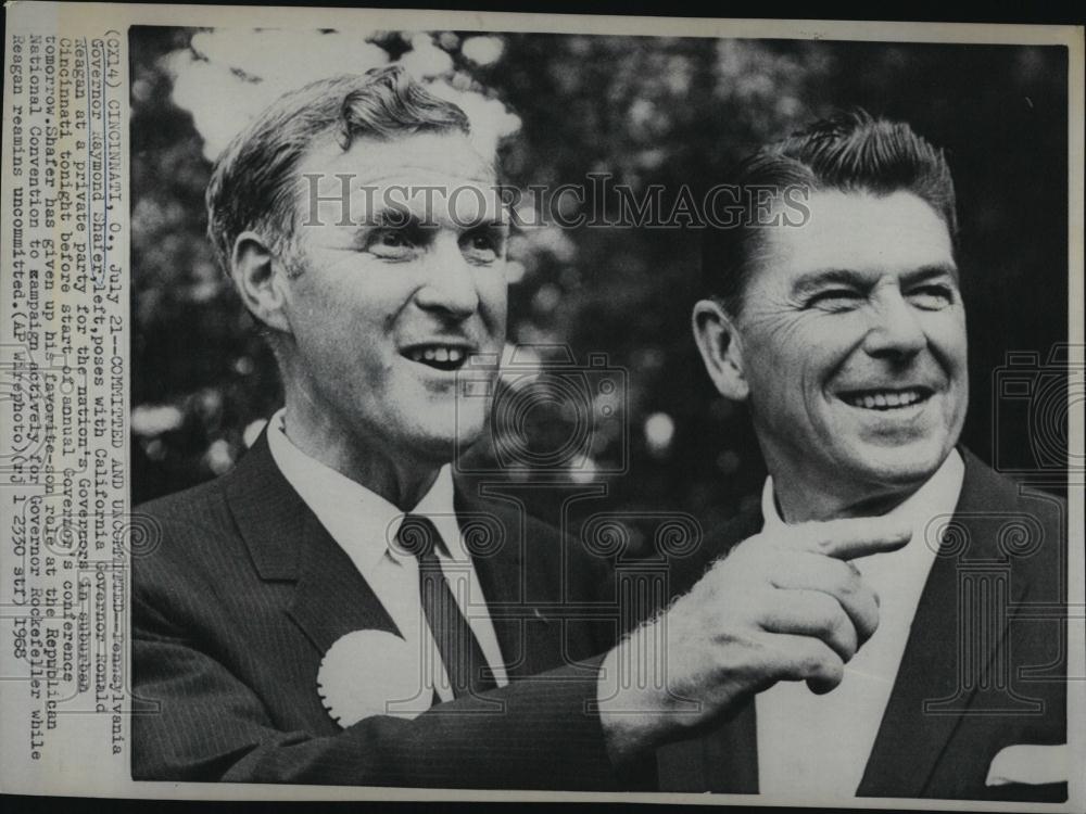 1968 Press Photo GovRaymond Shafer of Pennsylvania and GovRonald Reagan - Historic Images