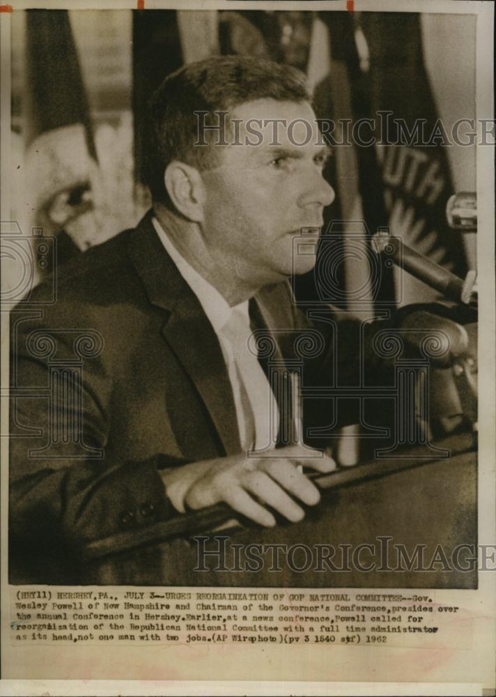 1962 Press Photo Governor Wesley Powell of New Hamspire - RSL92185 - Historic Images