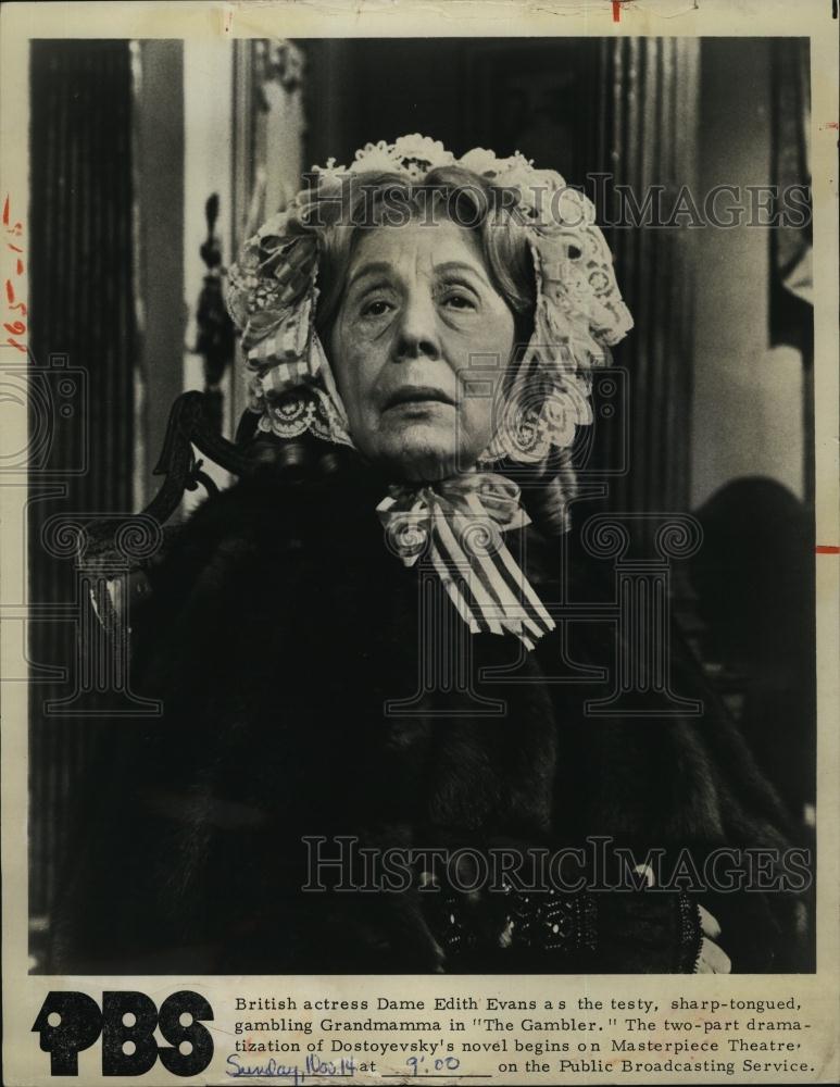 1976 Press Photo British actress Dame Edith Evans in &quot;The Gambler&quot; - RSL94369 - Historic Images