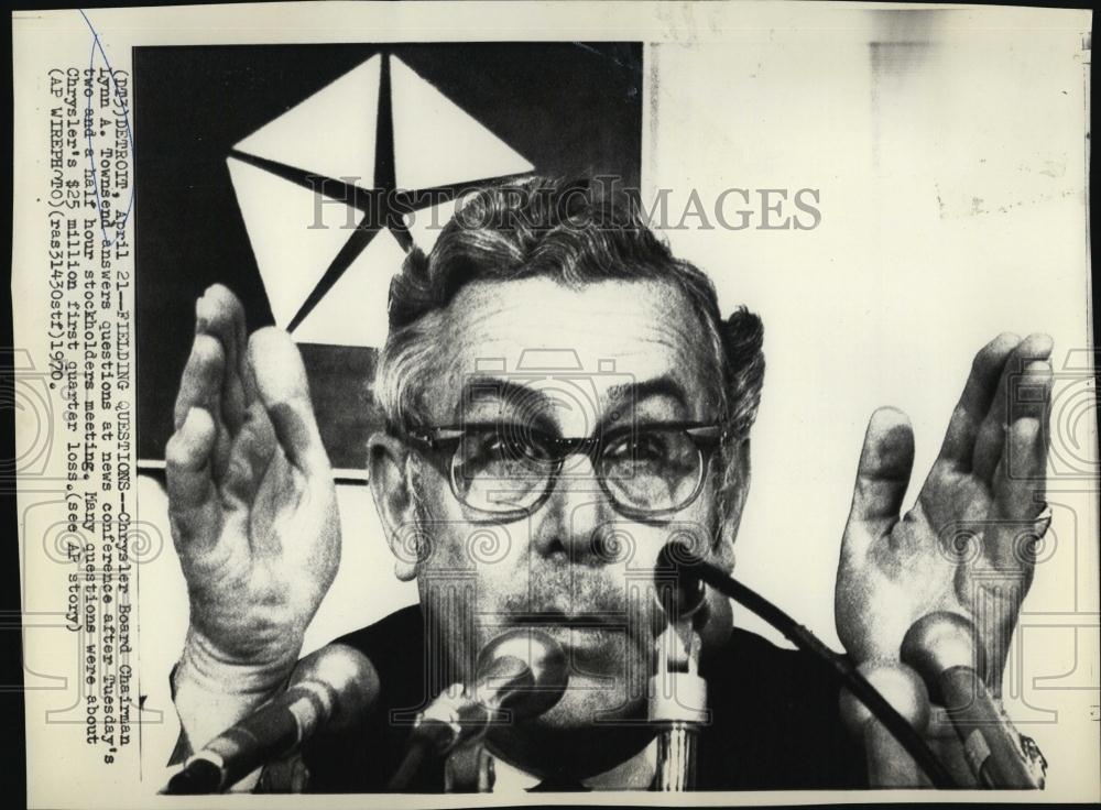 1970 Press Photo Board Chairman of Chrysler Lynn A Townsend - RSL39443 - Historic Images