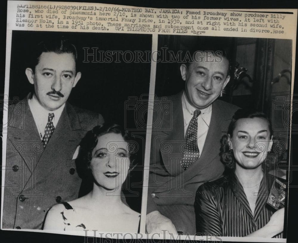 1966 Press Photo Producer Billy Rose, Fanny Brice, Eleanor Holm - RSL88969 - Historic Images