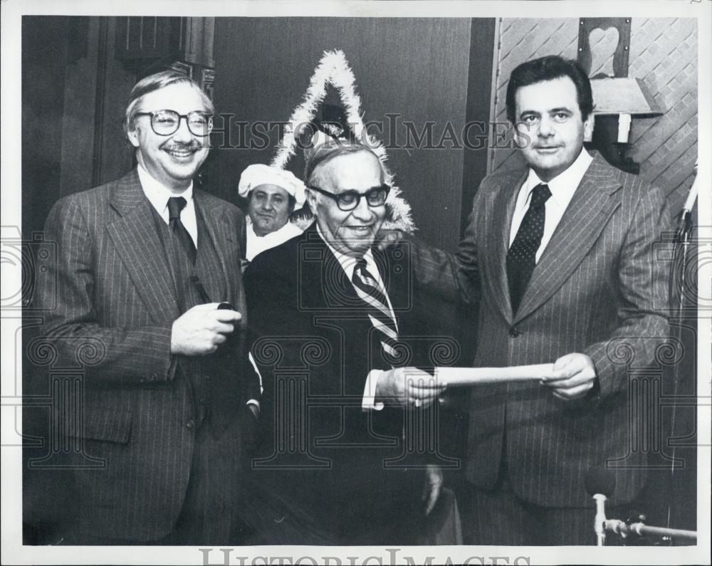 1978 Press Photo Charles Falco,Alan Friedberg &amp; actor Paul Sorvino - RSL05085 - Historic Images