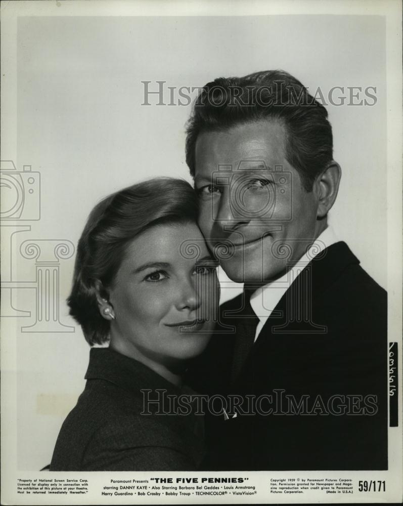 1959 Press Photo Actress Barbara Bel Geddes Danny Kaye Actor Five Pennies Movie - Historic Images