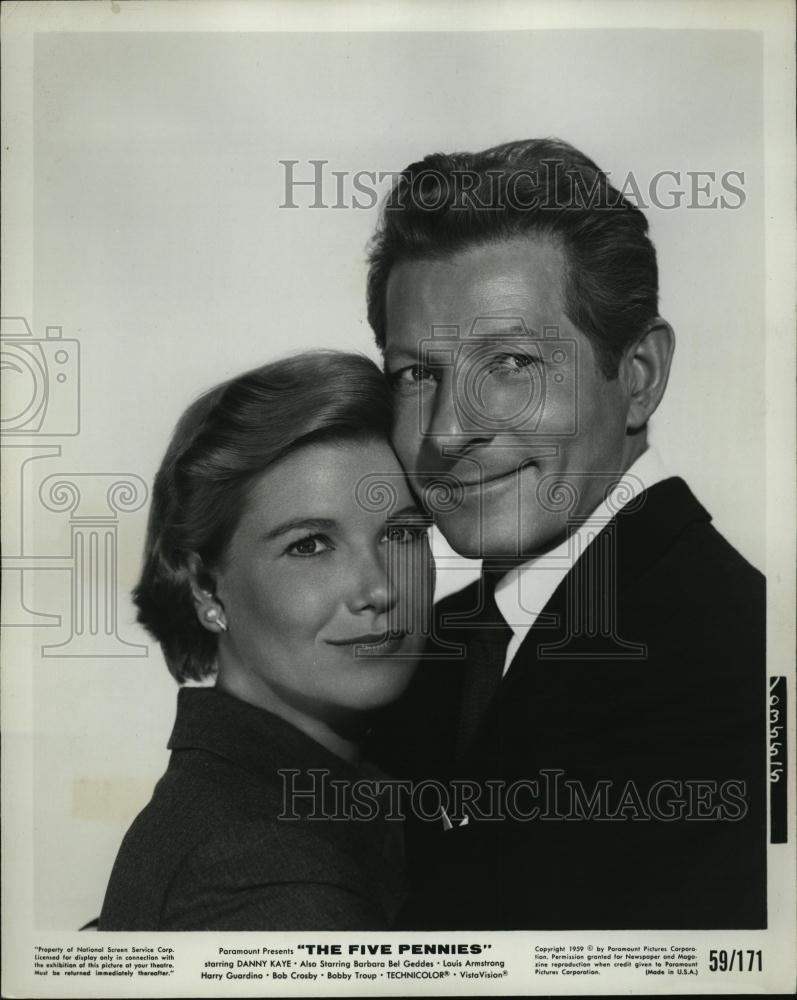 1959 Press Photo Actress Barbara Bel Geddes Danny Kaye Actor Five Pennies Movie - Historic Images