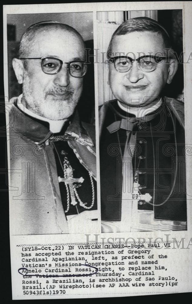 1970 Press Photo Gregory Cardinal Agagianian Resigns, Agnelo Cardinal Rossi - Historic Images