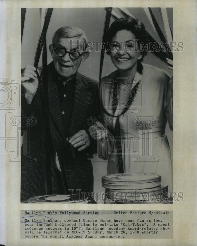 1978 Press Photo Hollywood Columnist Marilyn Beck with George Burns - RSL84633 - Historic Images