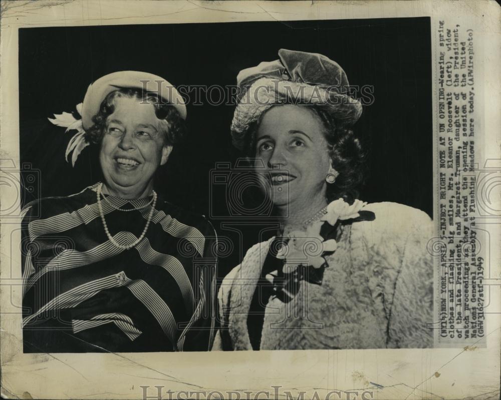 1949 Press Photo Mrs Eleanor Roosevelt and daughter Margaret Truman - Historic Images