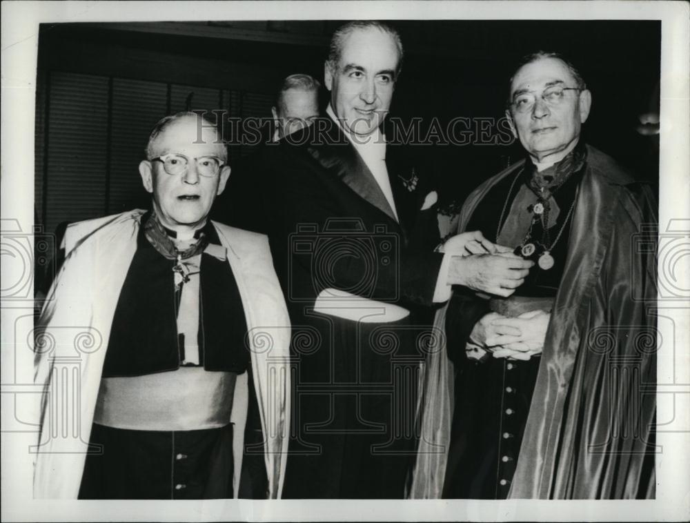 1957 Press Photo Don Jose De Areilza, Rev Sidney M Metzger, Msgr L E Gaynor - Historic Images