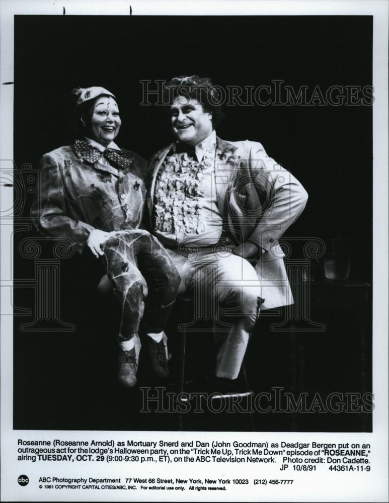 1991 Press Photo Actress Roseanne Arnold, John Goodman - RSL93979 - Historic Images