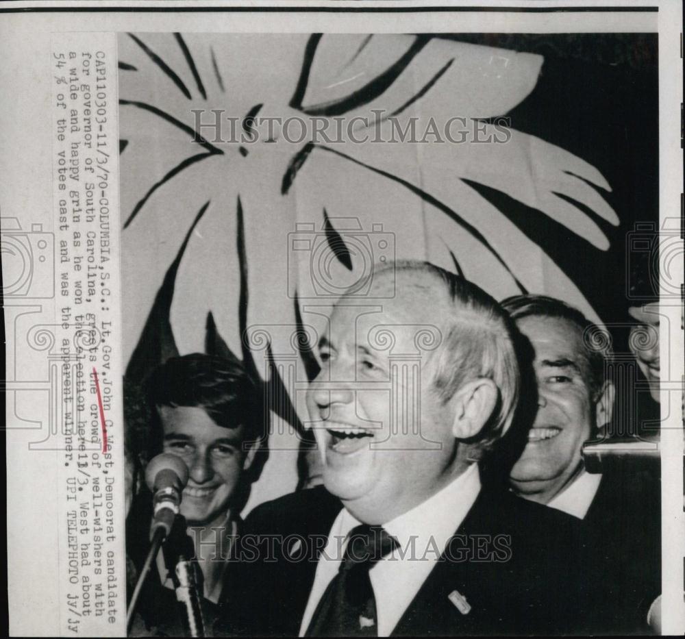 1970 Press Photo John C West, Lieutenant Governor, South Carolina - RSL68243 - Historic Images