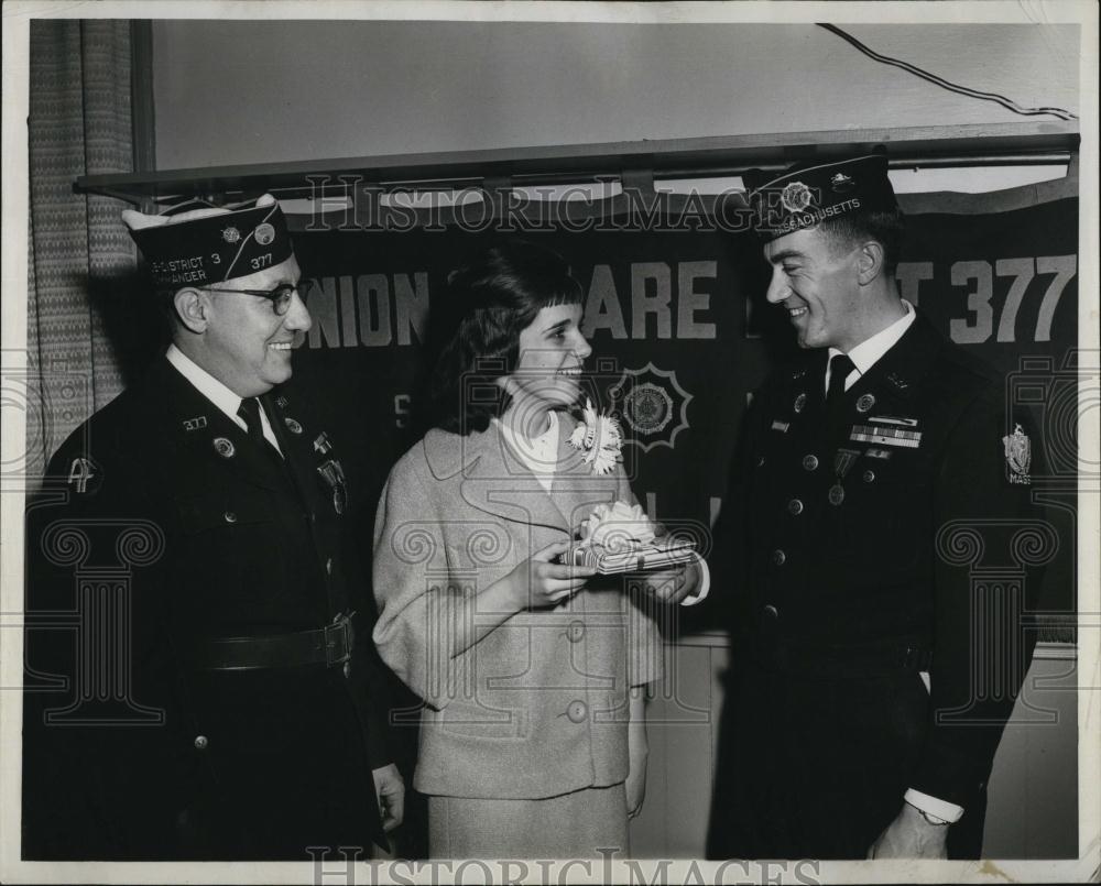 1961 Press Photo Kathleen Maroney,H Troville & Cmdr Herb Erb , American Legion - Historic Images