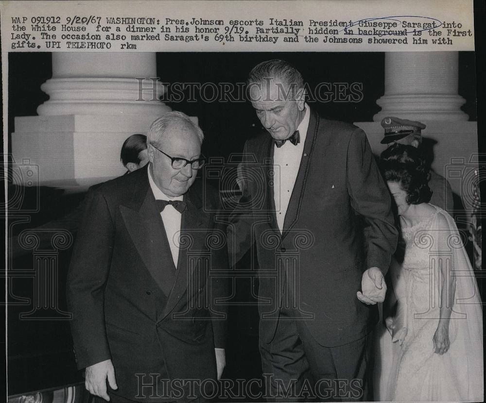 1967 Press Photo Pres Johnson &amp; Italian Pres Giuseppe Saragat - RSL90575 - Historic Images