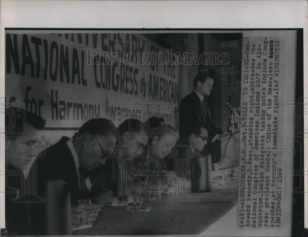 1969 Press Photo Senator Edward Kennedy addresses National Congress of American - Historic Images