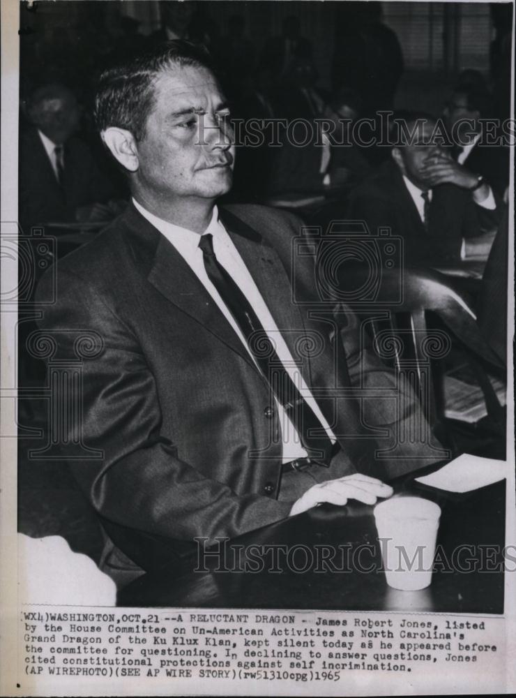 1965 Press Photo James Robert Jones Testifies Before House Unamerican Committee - Historic Images