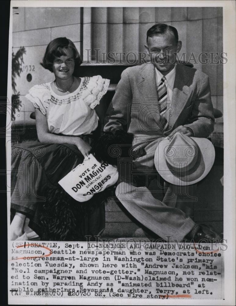 1952 Press Photo Senator Magnuson During Washington State Primary Election - Historic Images