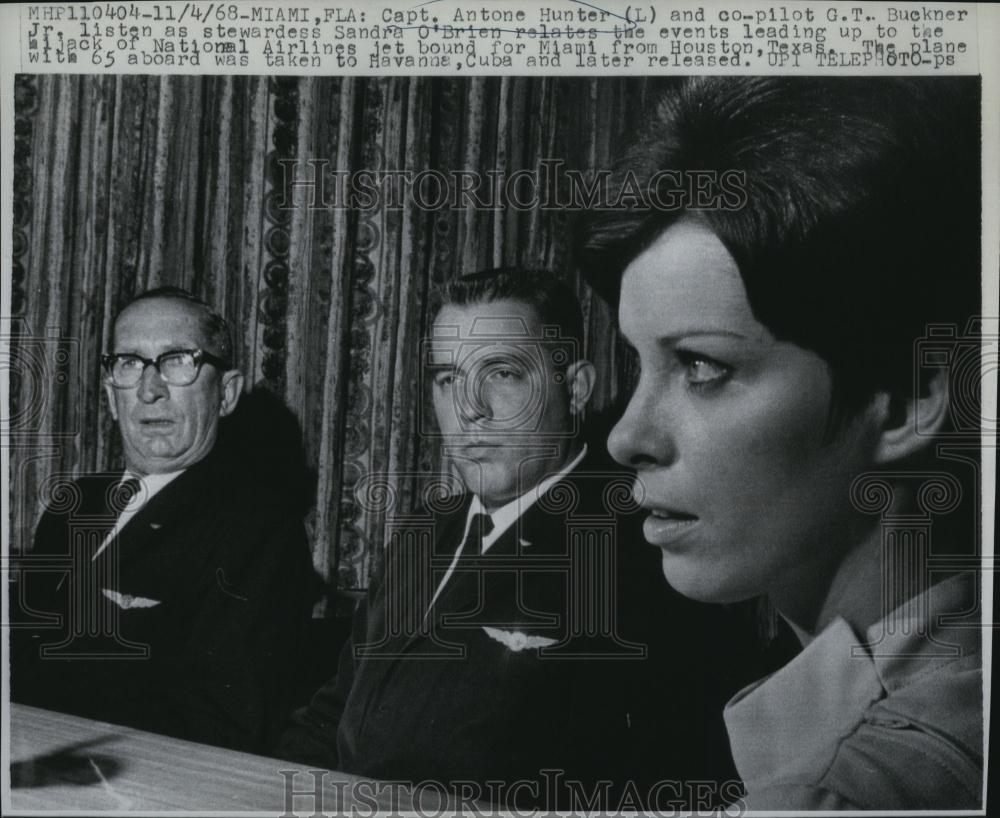 1968 Press Photo Capt Antone Hunter, GT Buckner & Sandra O'Brien, were hijacked - Historic Images