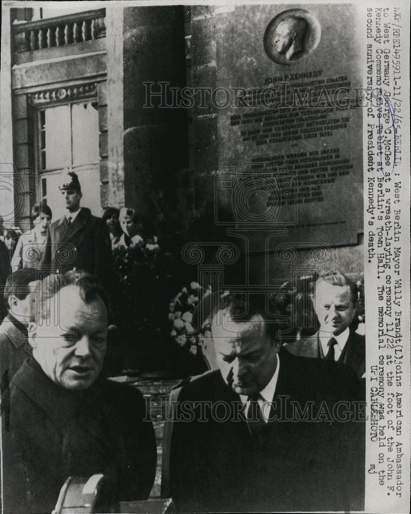 1965 Press Photo West Berlin Germany Willy Brandt &amp;George McGee US ambassador - Historic Images