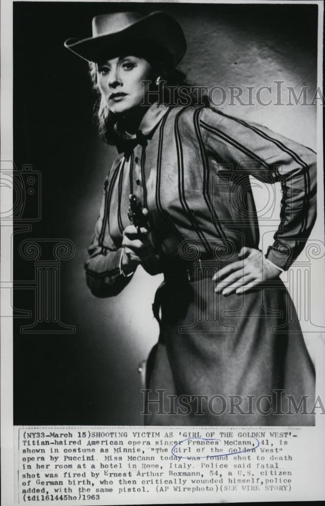 1963 Press Photo Opera Singer Frances McCann In &quot;The Girl Of The Golden West&quot; - Historic Images