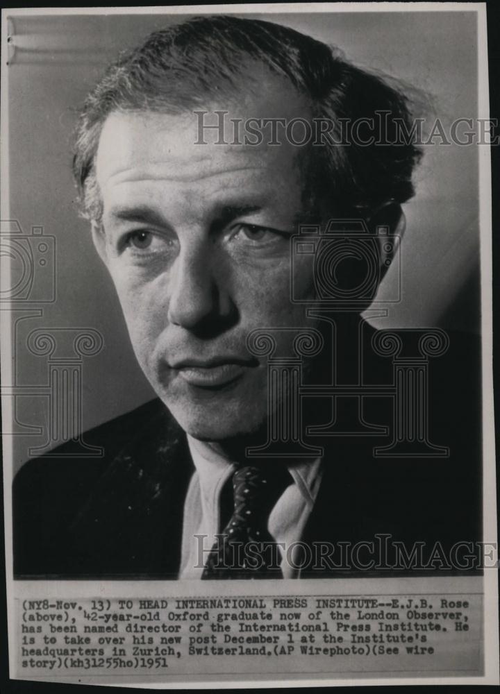 1951 Press Photo EJB Rose Oxford graduate director International Press - Historic Images