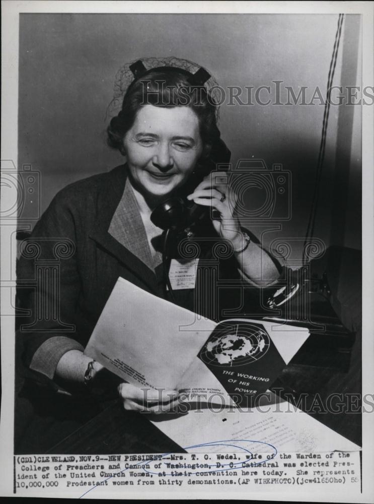 1955 Press Photo Mrs T O Wedel, Pres of the Nat&#39;l Council of Churches - Historic Images