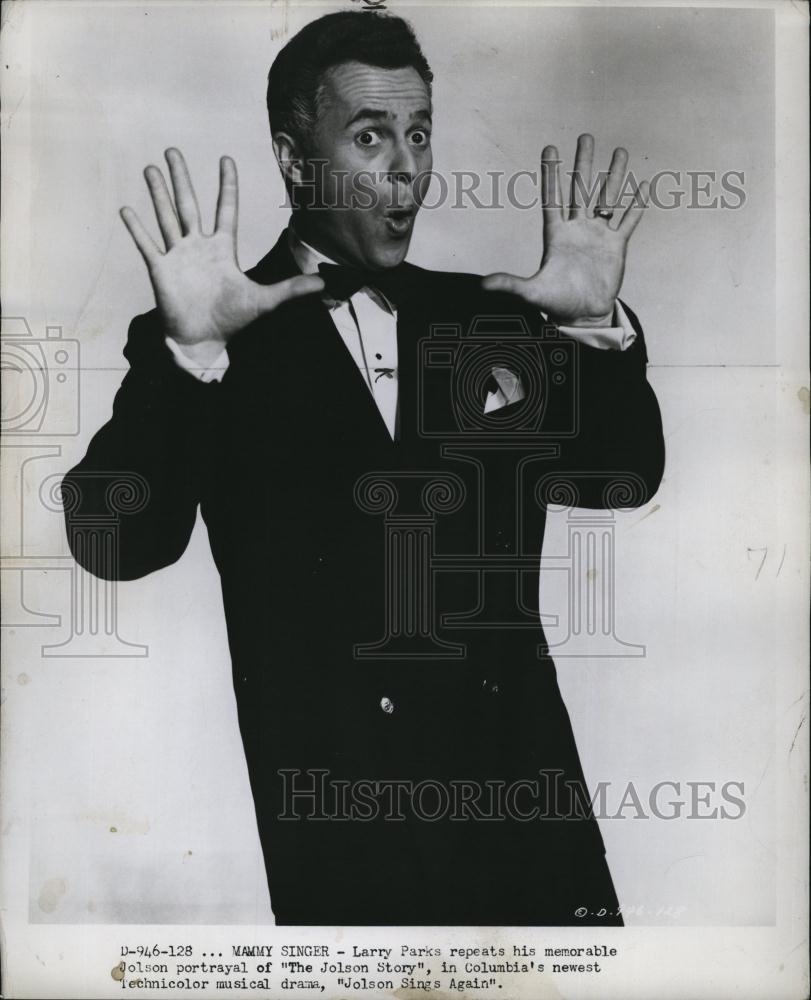 1949 Press Photo Actor Larry Parks in &quot; Jolson Sings Again&quot; - RSL78527 - Historic Images