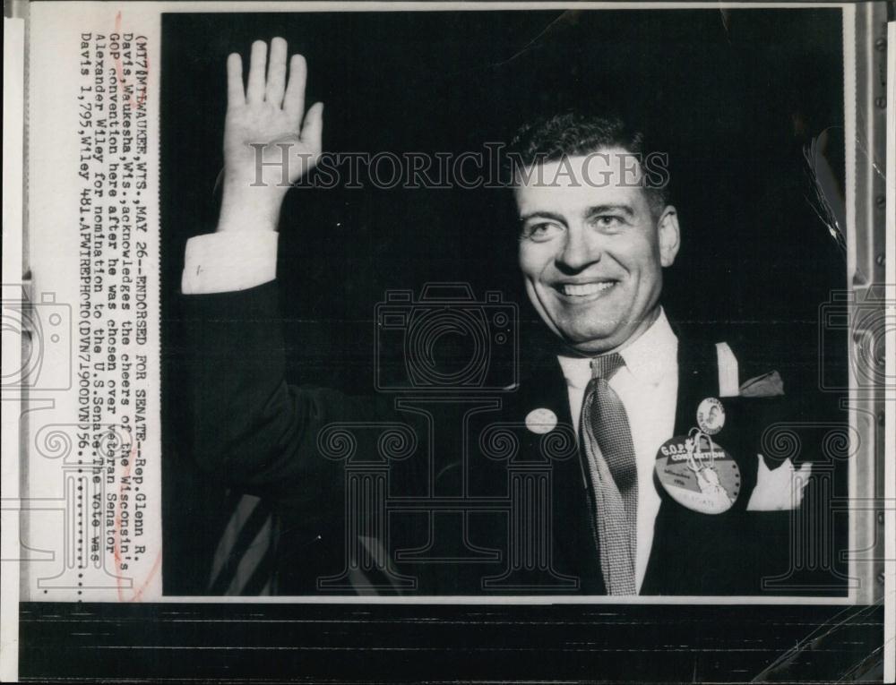 1956 Press Photo Rep Glenn R Davis of Wisconsin - RSL68655 - Historic Images