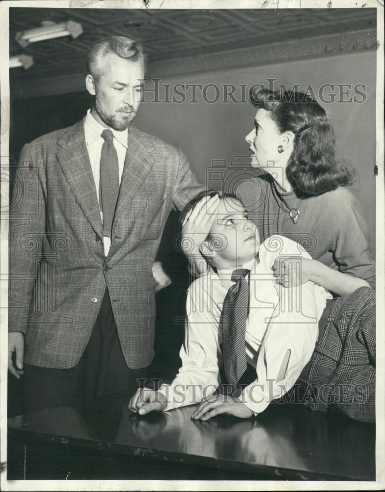1950 Press Photo Actors Ralph Clanton, David Rosen, Martha Scott in &quot;Design For - Historic Images