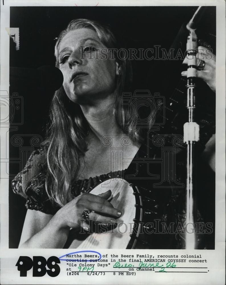 1973 Press Photo Popular Musician Martha Beers In &quot;Ole Colony Days&quot; - RSL83963 - Historic Images