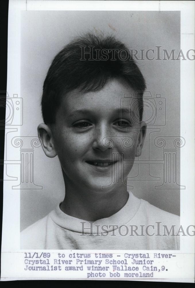 1989 Press Photo Wallace Cain, Crystal River Primary School Junior Journalist - Historic Images