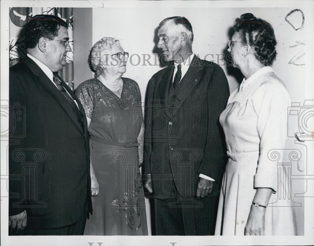 1954 Press Photo Senator Leverett Saltonstall Walter Genazzo Muriel Rasmussen - Historic Images