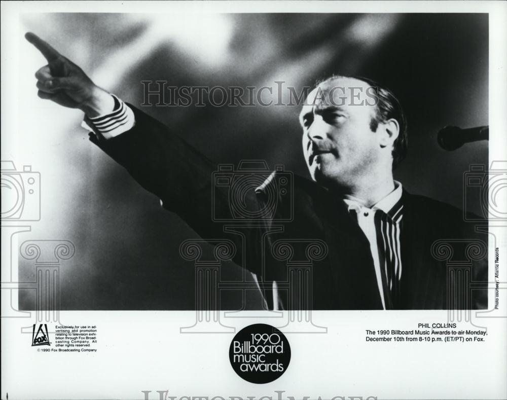 1990 Press Photo Phil Collins advertises for 1990 Billboard Music Awards - Historic Images