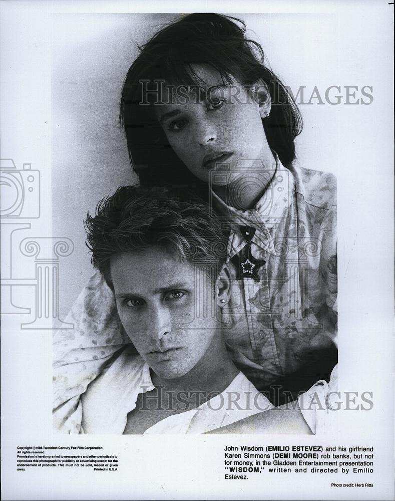 1986 Press Photo Emilio Esteves &amp; Demi Moore stars in &quot;Wisdom&quot; - RSL81319 - Historic Images