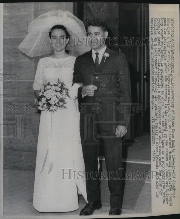 1967 Press Photo Dean Rusk's Daughter Margaret Rusk Weds Guy Smith - R ...