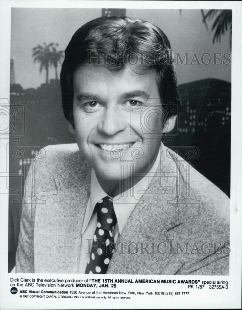 1987 Press Photo Dick Clark 15th Annual American Music Awards - RSL01445 - Historic Images