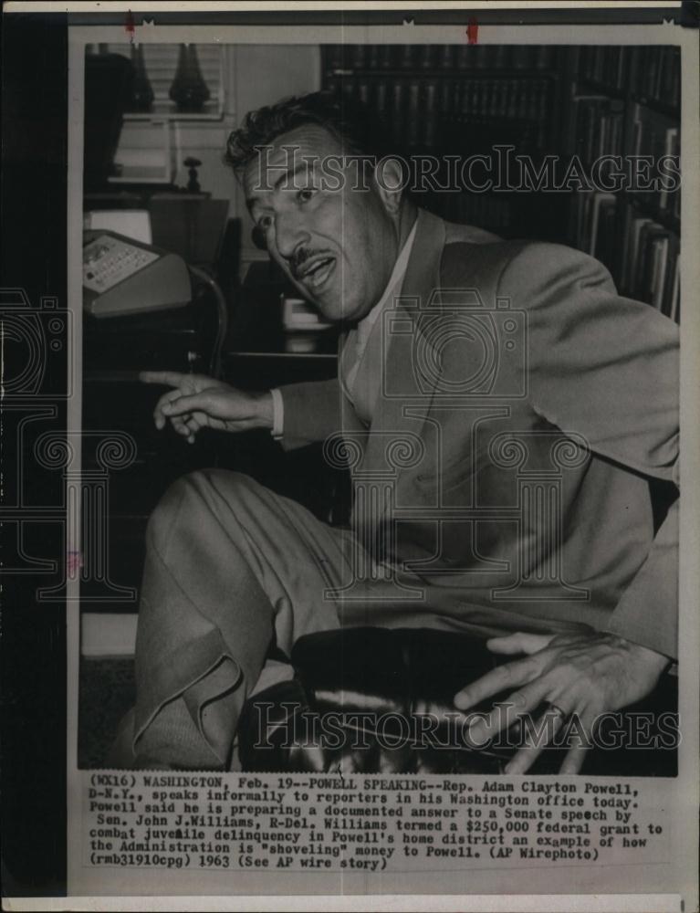 1963 Press Photo Rep Adam Clayton Powell - RSL91981 - Historic Images