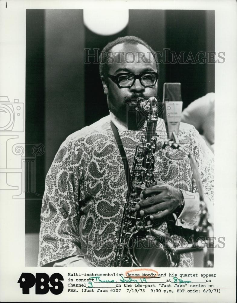 1973 Press Photo Multi Instrumentalist James Moody &amp; his quartet in Concert - Historic Images