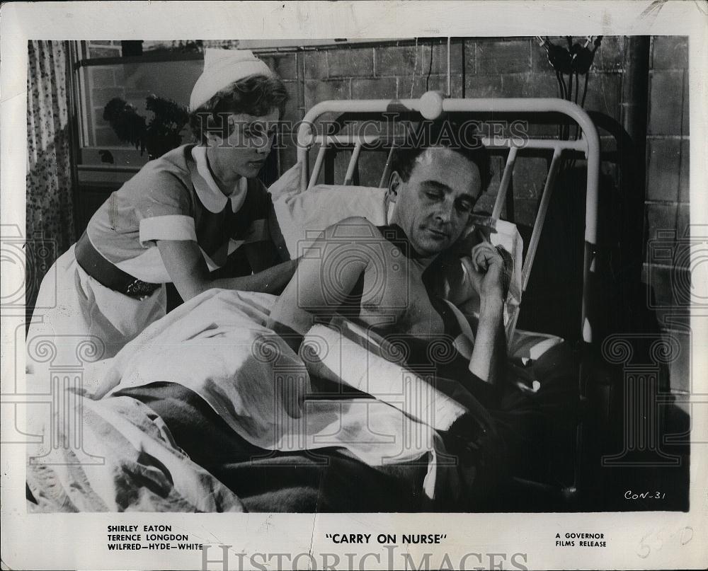 1960 Press Photo Susan Stephen , Kenneth Connor &quot;Carry on Nurse&quot; - RSL90833 - Historic Images