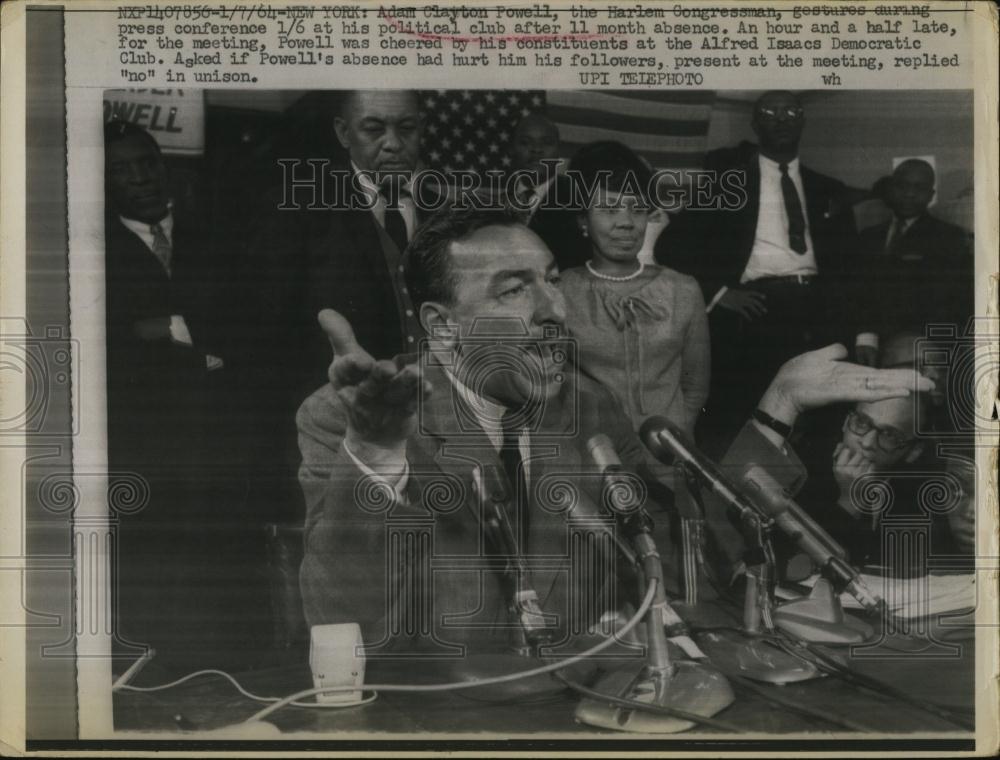 1964 Press Photo Rep Adam Clayton Powell, NY Democrat - RSL97233 - Historic Images