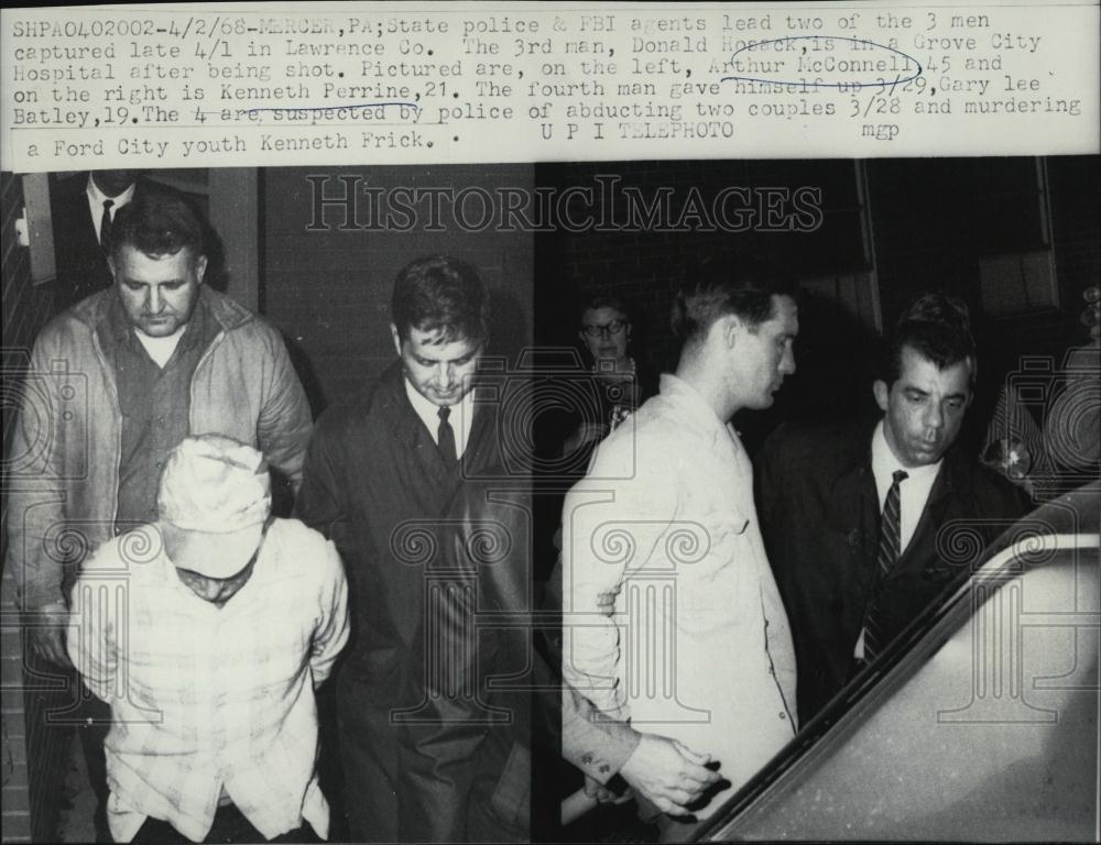 1968 Press Photo Arthur McConnell Kenneth Perrine Suspects Abduction Murders - Historic Images