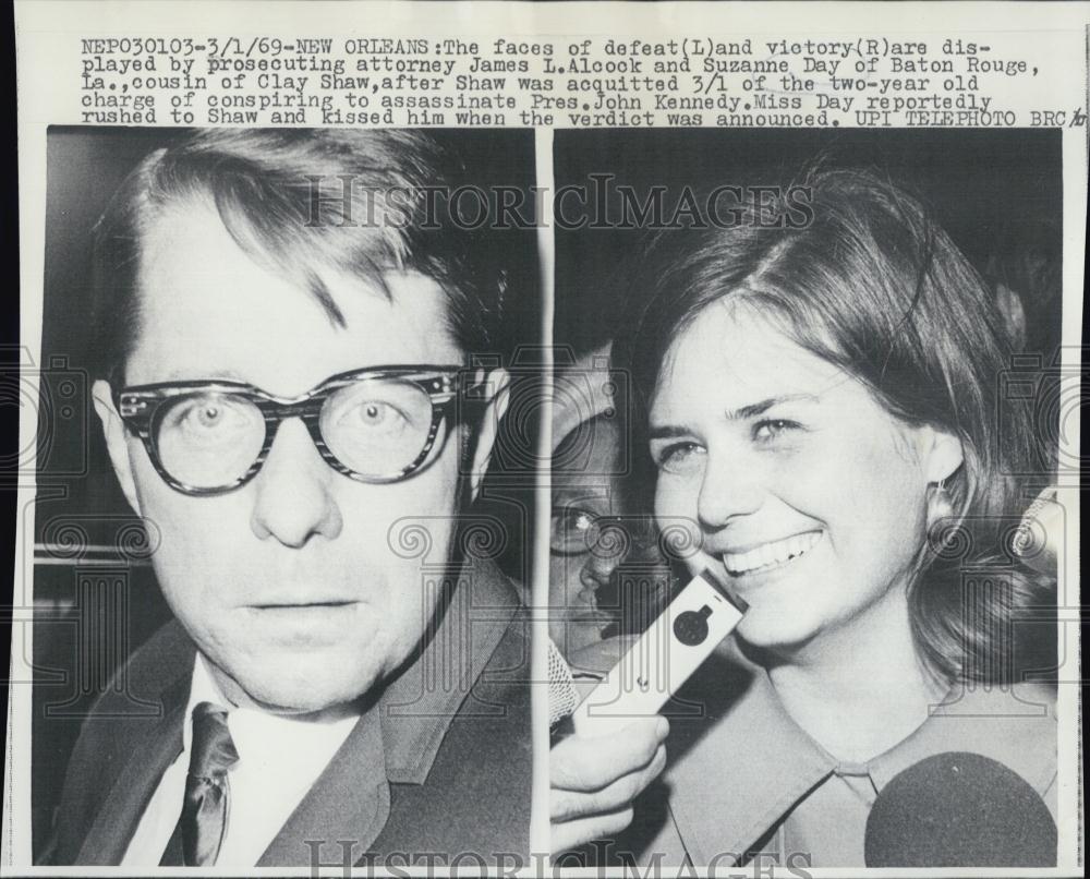 1969 Press Photo Atty James Alcook &amp; Suzanne Day as cousin is aquitted - Historic Images