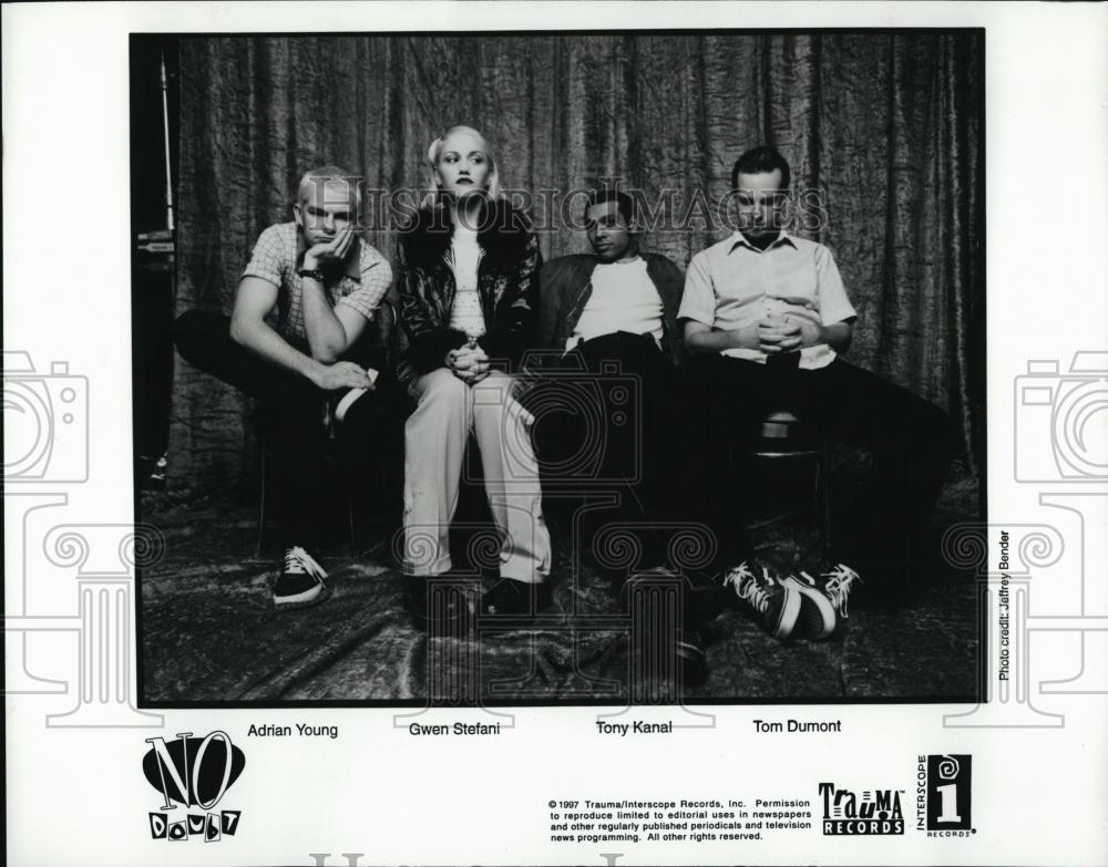 1977 Press Photo Musical Band No Doubt Adrian Young, Gwen Stefani, Tony Kanal - Historic Images