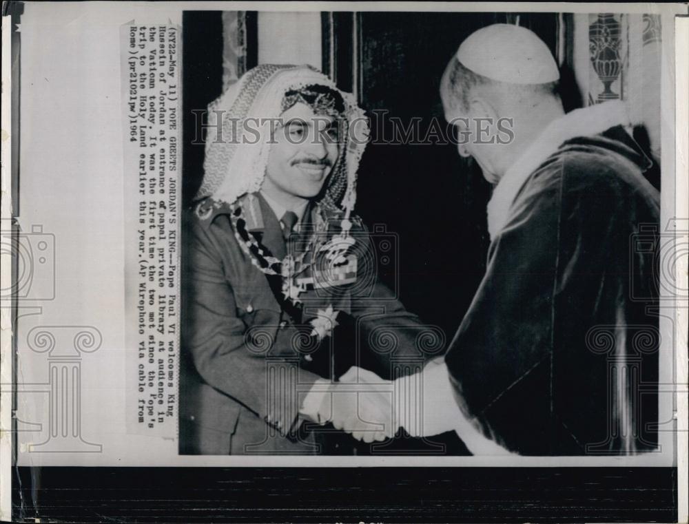 1964 Press Photo Pope Paul VI and King Hussein of Jordon - RSL68011 - Historic Images