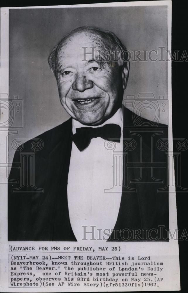 1962 Press Photo Lord Beaverbrook Publisher London Daily Express - RSL84183 - Historic Images