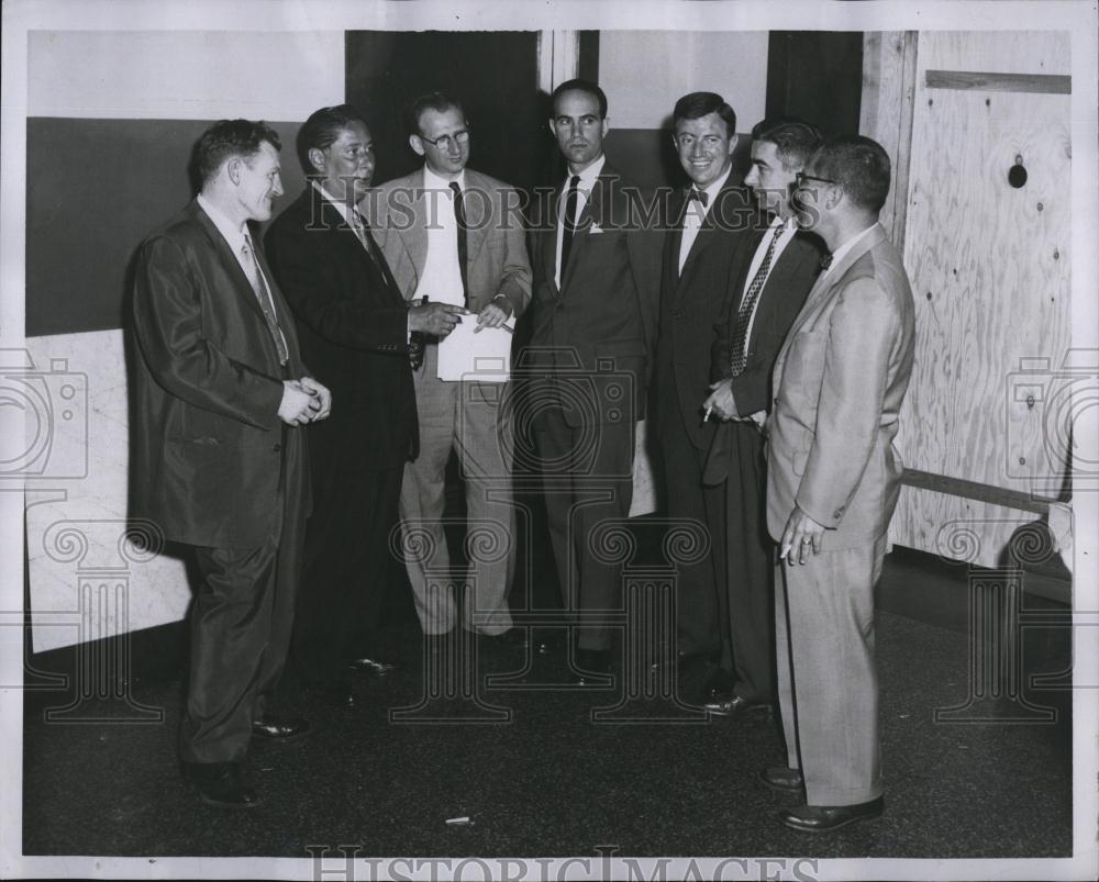 1956 Press Photo Defense Attorneys Joeph McDonough, Paul Smith, Rueben Gordman - Historic Images