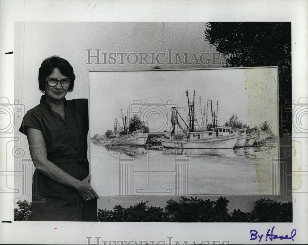 1982 Press Photo Mr Willis, artist & teacher & one of her paintings - RSL96017 - Historic Images