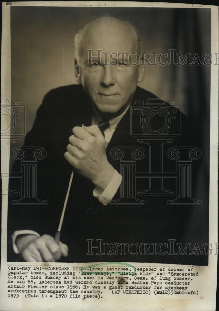 1975 Press Photo Leroy Anderson composer and musician - RSL47453 - Historic Images