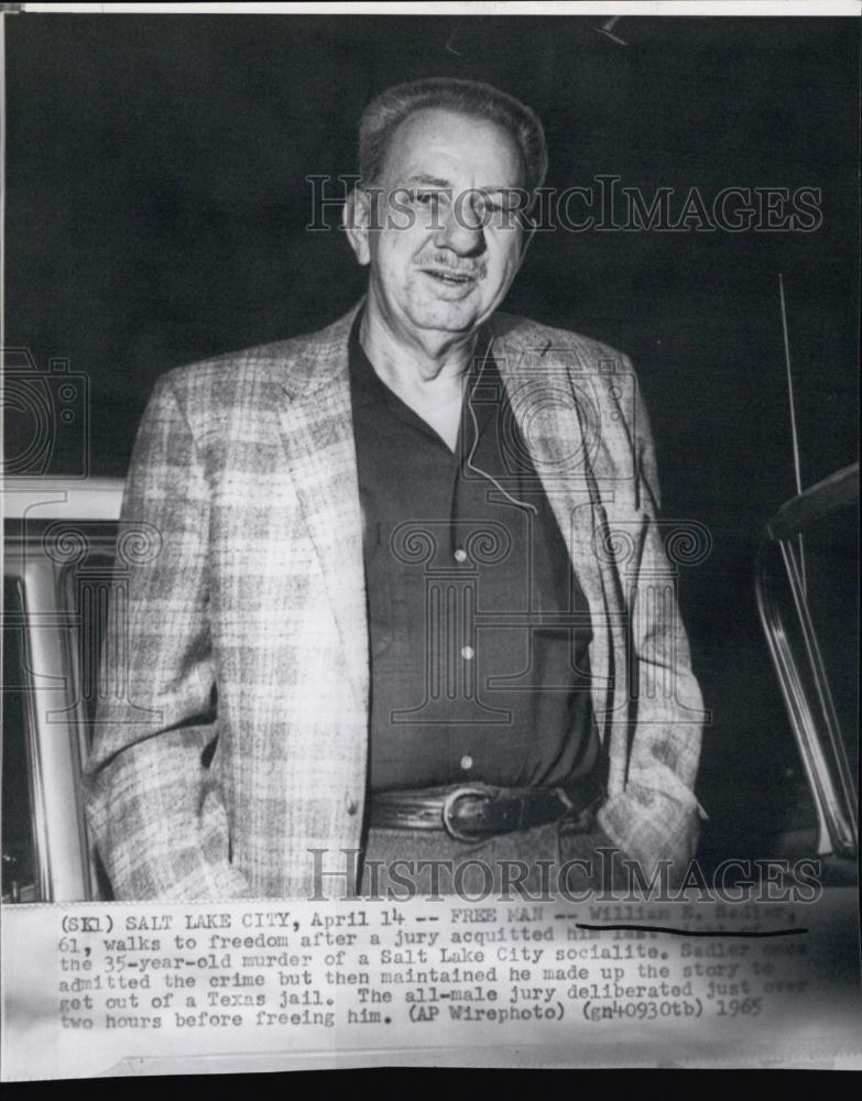 1965 Press Photo William Sadler Acquitted Of Murder Of Salt Lake City Socialite - Historic Images