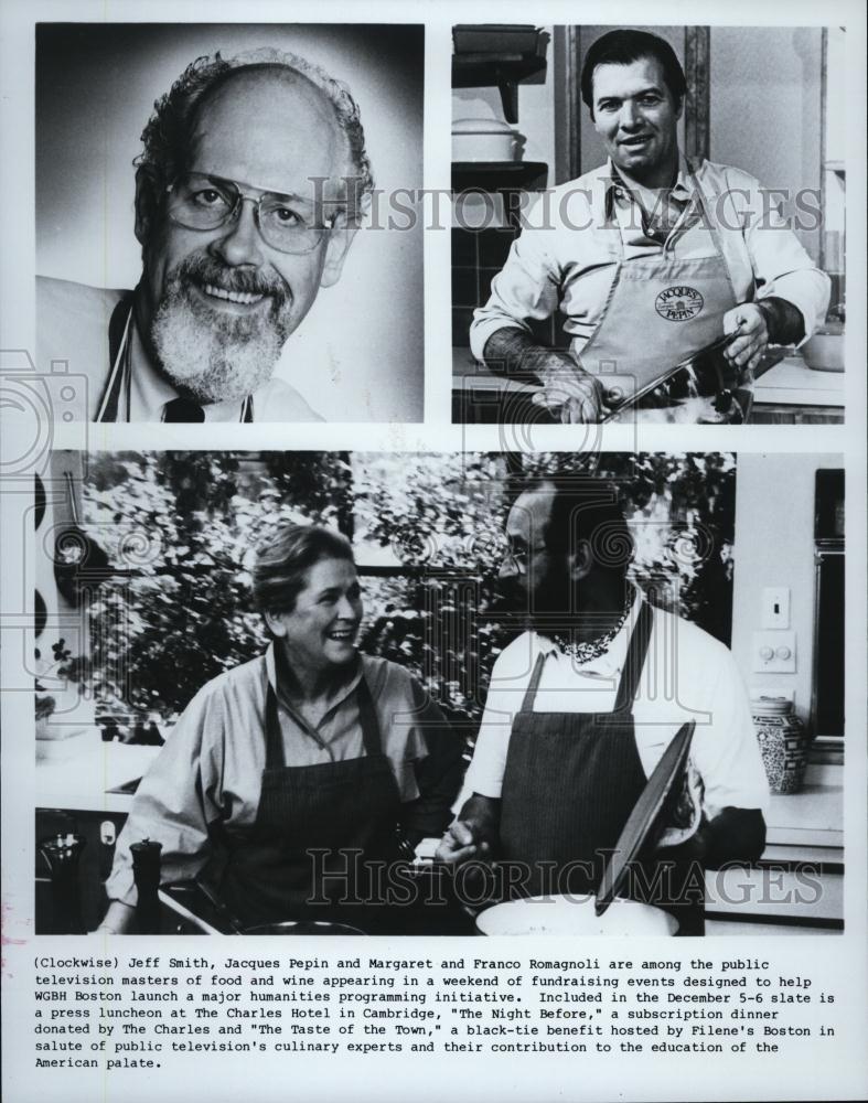 Press Photo Popular Chefs Jeff Smith, Jacques Pepin & Franco Romagnoli - Historic Images