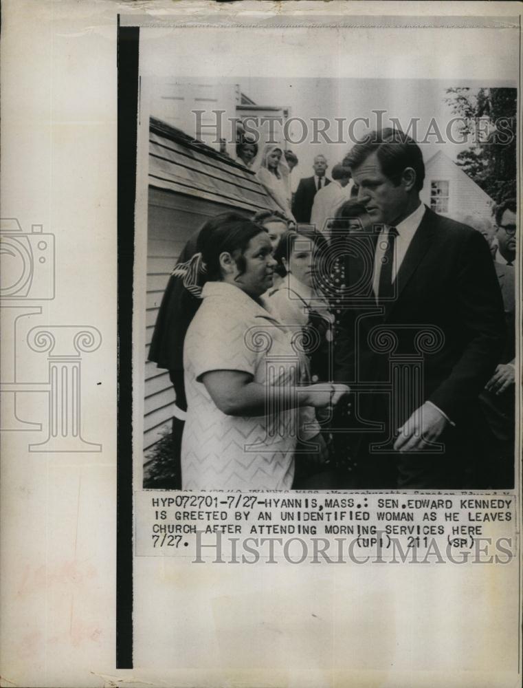 1969 Press Photo Senator Edward Kennedy Leaving Church - RSL92609 - Historic Images